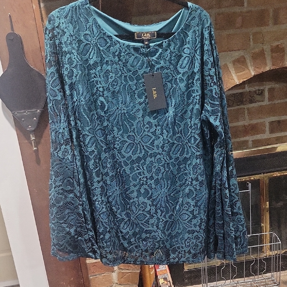 L&B Teal Lace Women's Blouse
